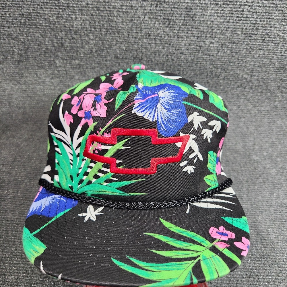 Vintage Chevrolet Snapback Hat Adult Floral 80s 90s Racing Deadstock Chevy